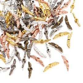 Pandahall 300pcs Tibetan Style Angel Wing Spacer Beads Alloy Antique Fairy Wing Charm Beads Mixed Color Vintage Loose Beads for Bracelet Necklace Earring Jewelry Making