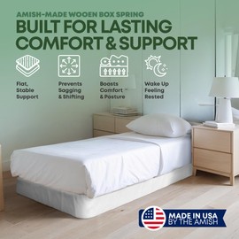 Greaton, Unassembled Twin XL Bed – 8-Inch Wood Box Spring Only – Amish Made in USA – Quiet Noise-Free Replacement Mattress Foundation – Packed Flat, Easy Assembly (White)