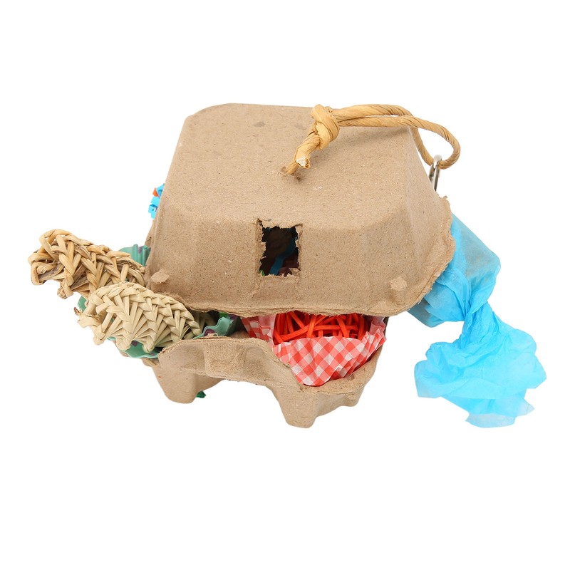 Bird Foraging Box Toys Fun Colorful Shredding Paper Sola Wood