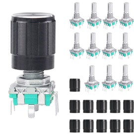 DAOKAI EC11 Digital Potentiometer, 360 Degree Rotary Encoder Module 15mm Rotary Encoder, 5 Pins Rotary Encoder, with Button Cap for Electronics Projects - Pack of 5
