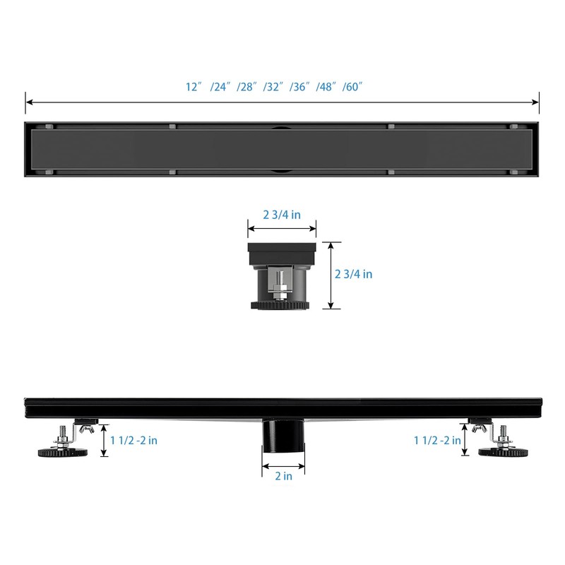 SaniteModar Linear Shower Drain, Black Linear Drain 36 inch with