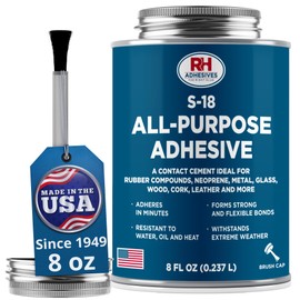 S-18 All-Purpose Adhesive, 8 oz. can - Multi-Purpose, Rubber, Metal, Leather, Felt, Wood, Neoprene, Glass, Flexible, Waterproof, Long Lasting - RH Adhesives