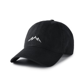 FURTALK Mountain Dad Hat Unstructured Soft Vintage Washed Cotton Outdoor Baseball Cap Black