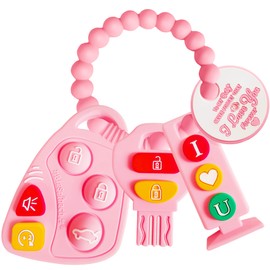 BIGSPINACH Baby Goth Teething Keys Toy 6-12M Pink Car Key Teether Combo Set