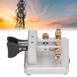 CW Key, Good Workmanship Easy Tapping Automatic Morse Code Key Carbon Fiber Paddles Silver Contact for Training (Silver)
