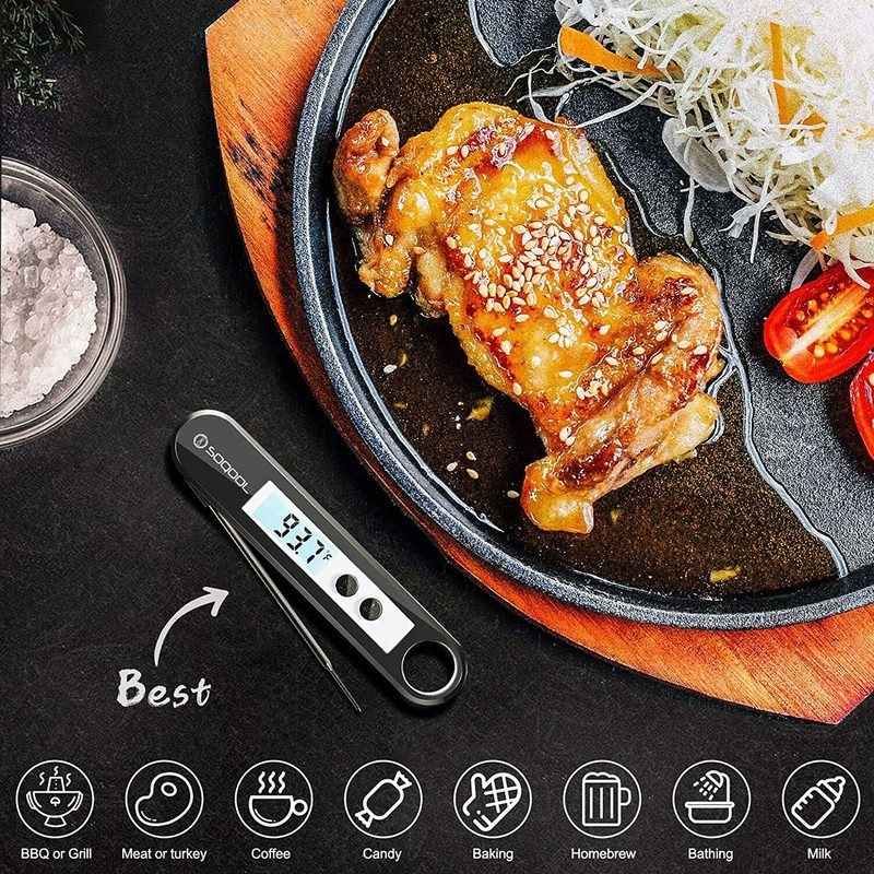 Soqool Digital Instant Read Meat Thermometer for Kitchen Oil Deep