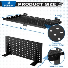 BOBIBAN 4 Pack Slatwall Shelves, Heavy Duty Metal Slat Wall Shelf for Retail, Garage, Home Storage, 80 lbs Load Capacity, Universal Slatwall Accessories(10 x 24 Inch-4)