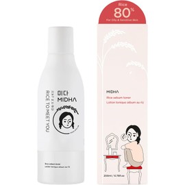 MIDHA Tóner de Sebo Arroz 200Ml - 80% Puro Arroz Salvado Agua Tónico Facial Vegano Astringente