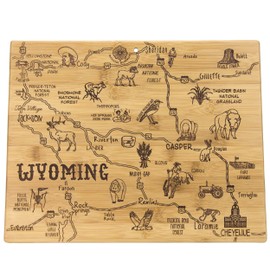 Totally Bamboo Destination Wyoming State Shaped Serving and Cutting Board, Includes Hang Tie for Wall Display