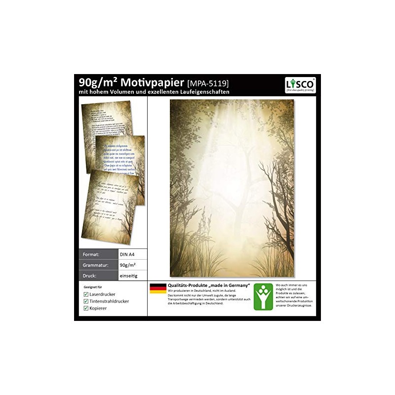 Lysco Natural Certified Design Letter Paper DIN A4 25 Sheets