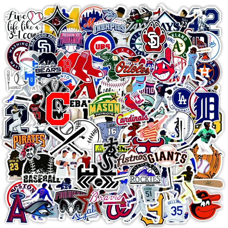 Set of 100 Baseball Stickers, Waterproof Baseball Stickers, Suitable for