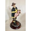 Herco Firefighter Figurine Fireman Rescuing Little Girl Child 10.5" Vintage