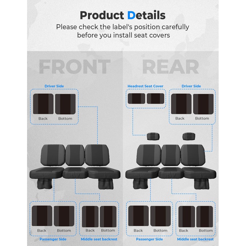 KEMIMOTO Seat Cover Water-Resistant Front and Rear Kits Compatible with