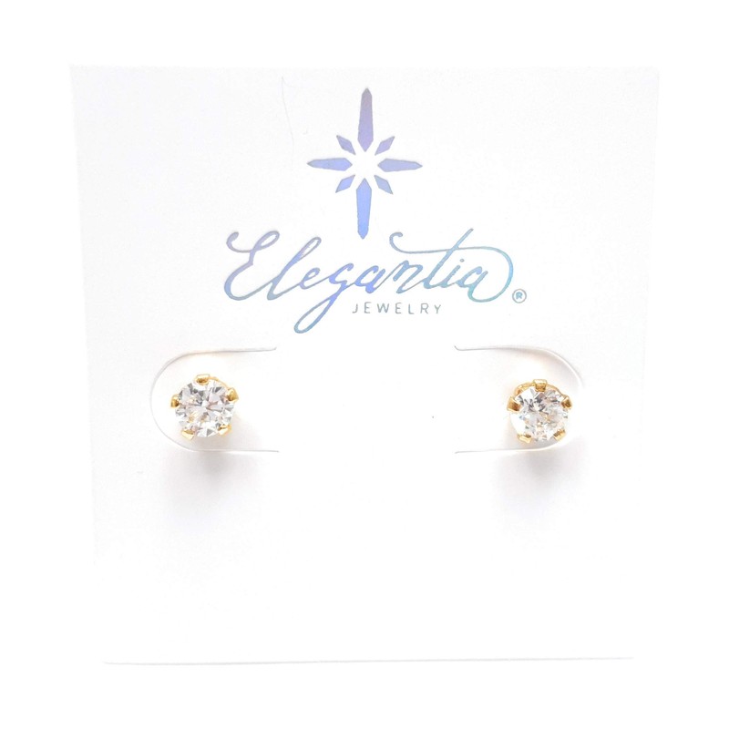 Aretes Cristal Zirconia de 5mm - Chapa de Oro Calidad