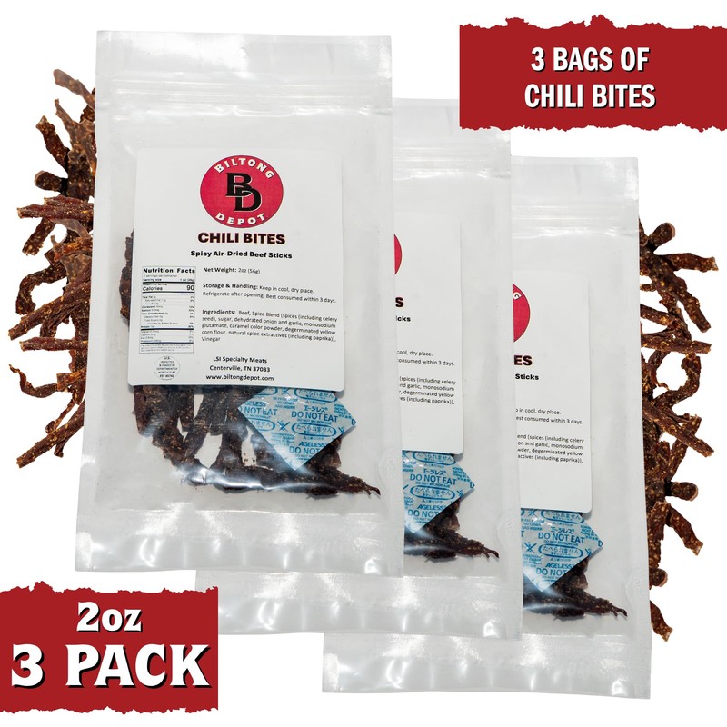 Biltong Depot Chili Bites - 2oz (3 Pack) | Thin