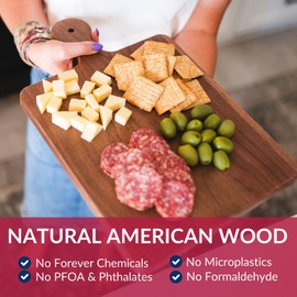 Made in USA Walnut Cutting Board by Virginia Boys Kitchens - Butcher Block made from Sustainable Hardwood (Handle - 10x16)