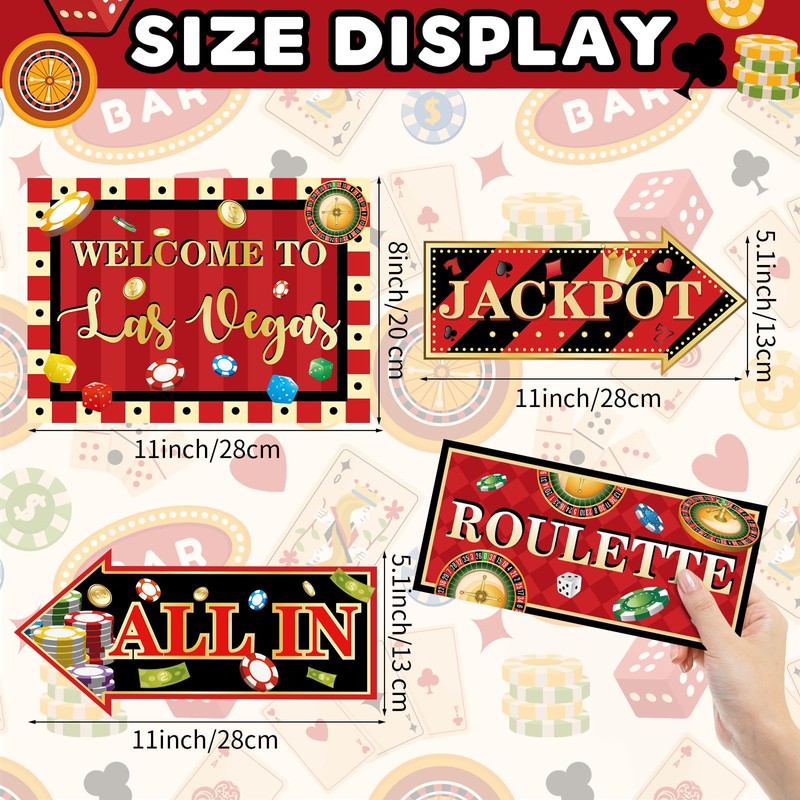 20 Pcs Casino Party Decorations Welcome to Las Vegas Party