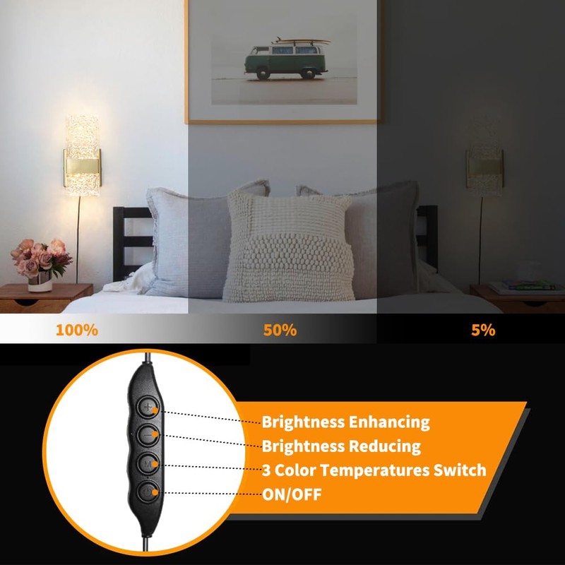 Plug in Wall Sconce Set of 2 - Small Gold