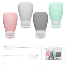 4Pcs Squeeze Salad Dressing Bottles, XJMWXHFC Mini Sauce Condiment Bottles, Leakproof Salad Dressing Container with 2pcs Cleaning Brush, Squeeze Bottles for Sauces (2OZ, 60ML)