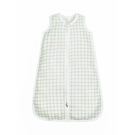 Under the Nile Organic Cotton Muslin Wearable Blanket - Sage Windowpane, 6 to 12 Months