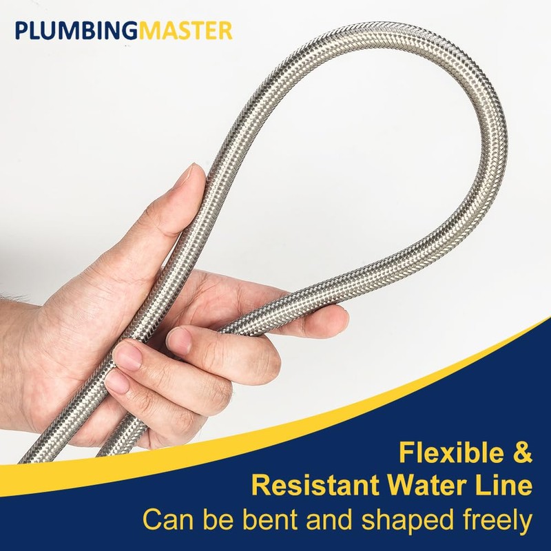 10ft Ice Maker Water Line Stainless Steel Braided – Flexible