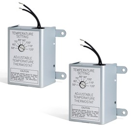 2 Pack Attic Fan Thermostat Control for Power Attic Ventilators and Exhaust Fans, 120V Adjustable Thermostat Switch Replace 58033 Single Speed Precise Temperature Controller