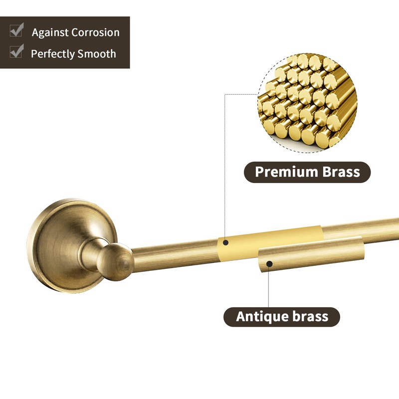 Leyden Antique Brass Towel Bar, Adjustable Towel Holder Rod Brass