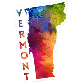 Die Cut Sticker Vermont, State Abstract Watercolor, Contour Vinyl Sticker 1 to 3 inches (Waterproof Decal for Cars, Water Bottles, Laptops, Coolers), Small