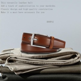 DOOPAI Mens Dress Belt - Genuine Leather Dress Belts For Men,Casual Suit Jeans Belt-Single Prong Buckle brown belt
