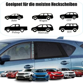 2-Stück Sonnenschutz Auto Baby,mit UV-Schutz und Atmungsaktivität Funktion,Mesh Elastisches Material für die Meisten(99%) Auto,Große SUV,Pickup