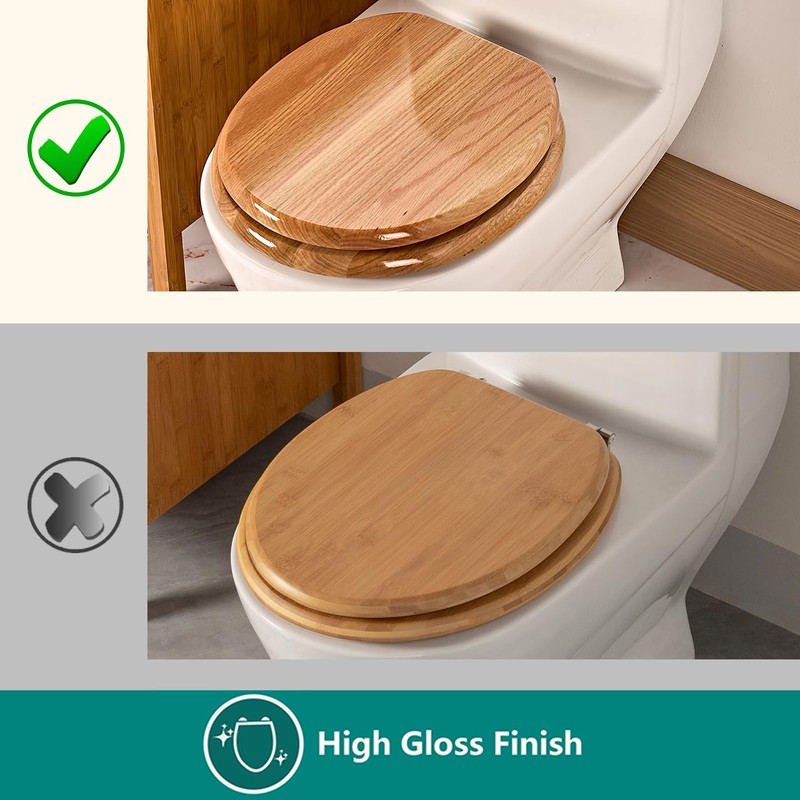Toilet Seat, Oak Wood, Solid Wood, High Gloss Finish, PIKLiDS