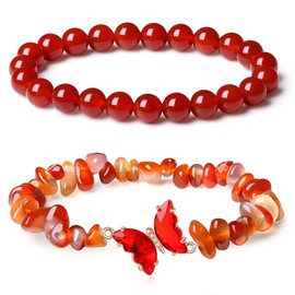 Gemstone Bracelets for Women Crystal Bracelet Carnelian Bracelet Natural Stone Bracelet Butterfly Charm Bracelet Stone Beaded Bracelet Trendy Jewelry Gift for Women