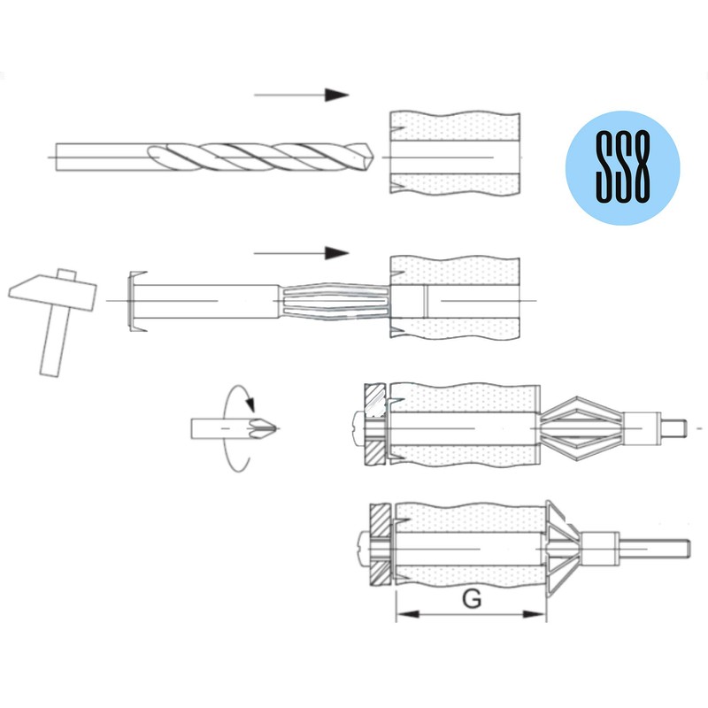 Heavy Duty Wall Plasterboard Fixing Anchor Plugs - Molly Cavity