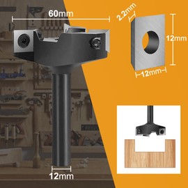 SpeTool Face Cutter 12 mm Shank 60 mm Diameter with Reversible Plates Precise Surface Milling Cutter for Routers Reversible Plate Cutter 3 Flutes CNC Milling Cutter for Wood End Mill Face Milling