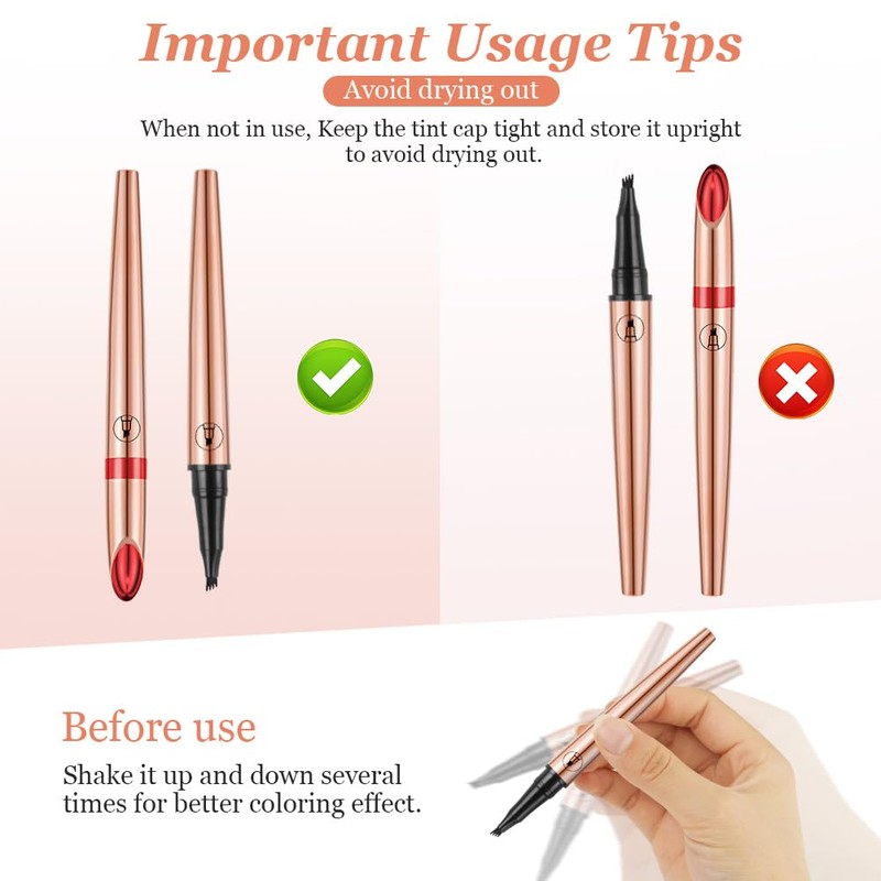 LOPHE Eyebrow Pen with 4 Fork Tip, Long-lasting Waterproof Eyebrow