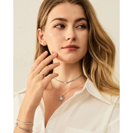 FANCIME Sun and Moon Necklace Sterling Silver Opal Pendant October Birthstone Necklace Gemstone Jewellery Birthday Mothers Day Gifts for Women Her Mom Wife