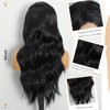 Iswlhics Long Black Wig for Women, Long Wavy Lace Hairline