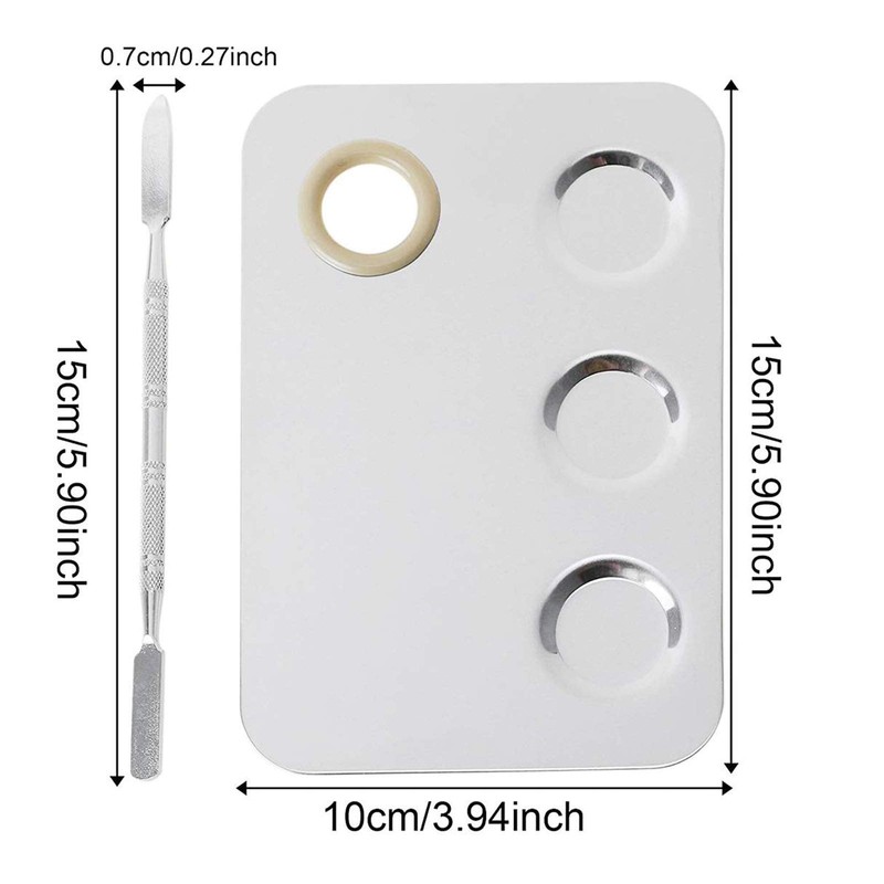 KissDate Makeup Palette 6x4inch Stainless Steel 3-well Nail-art Cosmetic Artist