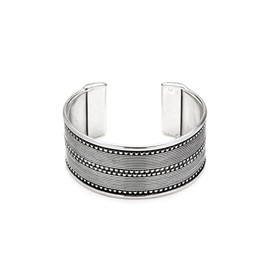 Vestopazzo Engraved Silver Plated Bracelet Nickel Tested. Handcrafted Workmanship. Unisex Taglia Unica, Sterling Silver, No Gemstone, Sterling Silver, No Gemstone