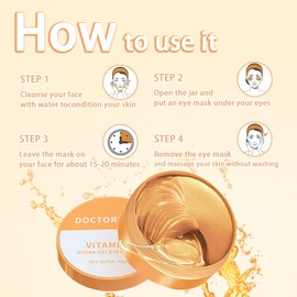 60Pcs Augenpads, Augenpads Gegen Augenringe, Vitamin-C Under Eye Patches, Collagen Augenpads, mit Vitamin C, Anti Aging Augen Pads, für Augenpflege, gegen Tränensäcke und Falten