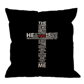 HGOD DESIGNS Cross Pillow Cover, Beautiful Design God Jesus Christ Christian Cross Cotton Linen Cushion Cover Square Standard Home Decorative Throw Pillow for Men/Women/Kids 18x18 inch Black White