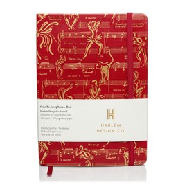 Harlem Candle Company CO. Journal Notebook - Vegan Leather Journals for Writing, 300 Pages Lined Paper- Ode to Josephine Writing Gift- Perfect for Office, Poets, Travel - Red and Gold (8.5"x6")