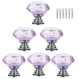 BOZONLI Purple Crystal Furniture Knobs, Cupboard Knobs, Drawer Knobs, Pack of 6, 30 mm Cabinet Knobs, Cabinet Knobs, Furniture Handles, Furniture Knobs