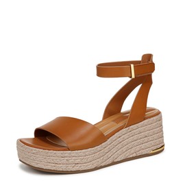 Franco Sarto Womens Terry5 Espadrille Wedge Sandal Tan Brown Leather 8.5 M