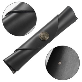 MiOYOOW Leather Pen Case, Leather Case Pen Case Vintage Pen Holder Fountain Pen Bag Handmade Fountain Pen Case for School Office Everyday Use, Oil stuff black, Classique