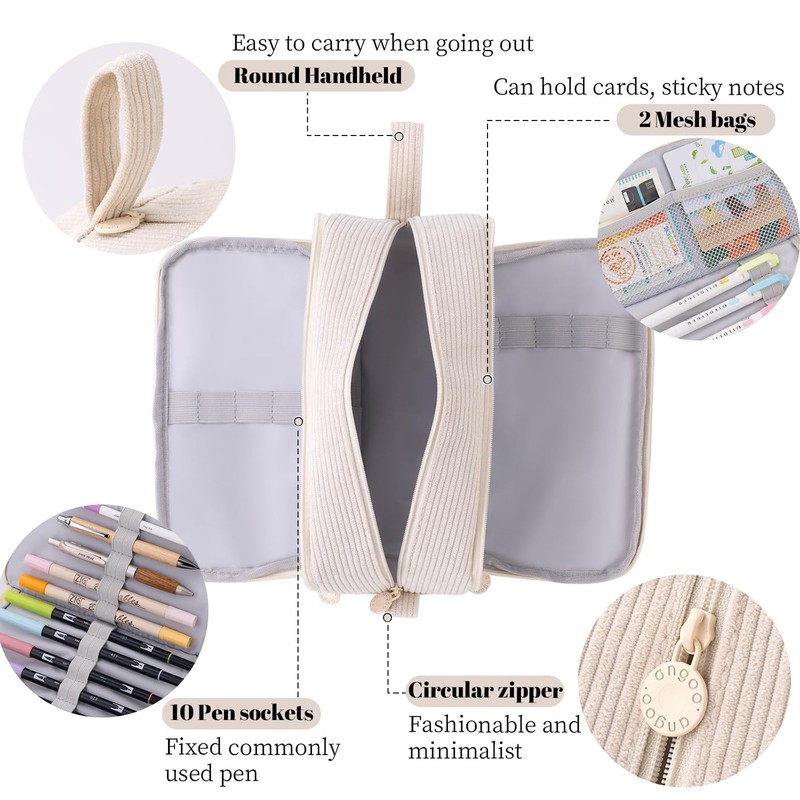 VICDUEKG Pencil Case with 3 Compartments Pencil Case Large Capacity
