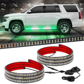 XRIDONSEN 2PCS 60 inch Green White Emergency Lights Strip 720 LED Running Board Strobe Lights Flashing Warning Safety First Responder for Firefighter Vehicles POV Fire Trucks Pickup SUV