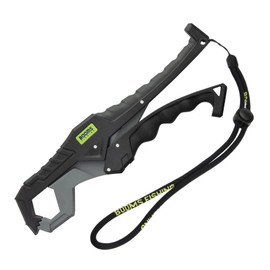 Booms Fishing G05 Fish Lip Gripper Saltwater, 9.4" Plastic Catfish Grippers Pliers, Fish Grabber Tool with Lanyard, Fish Grips for Kayak Fishing Accessories, Great Fish Holder for Caught Fish, Black