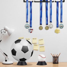 Hipiwe Ball Display Stands Holder - 10 Packs Plastic Sport Ball Holder Black Soccer Ball Display Rack Memorabilia Ball Display Ring Pedestal for Football Basketball Volleyball Baseball