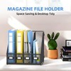 4 Vertical Compartments Magazine File Holder, Metal Binder Organizer, Black